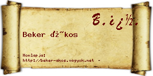 Beker Ákos névjegykártya